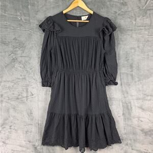 Womens‎ Dress Large Boho Cottagecore Floral Eyelet Ruffle Peasant Hippie Prairie